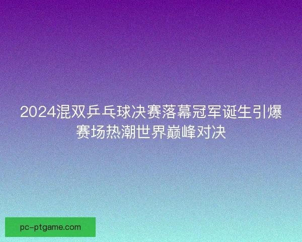 2024混双乒乓球决赛落幕冠军诞生引爆赛场热潮世界巅峰对决