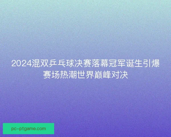 2024混双乒乓球决赛落幕冠军诞生引爆赛场热潮世界巅峰对决 2024混双乒乓球决赛落幕冠军诞生引爆赛场热潮世界巅峰对决